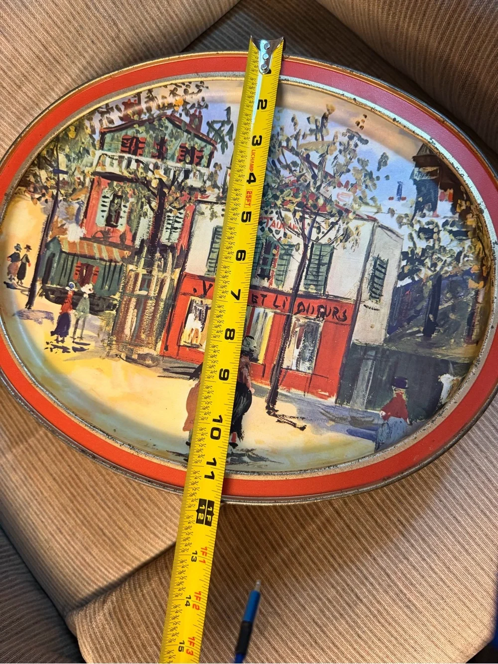 Vintage LARGE 1955 Petit Cafe Tin Maurice Utrillo, Sunshine Biscuit